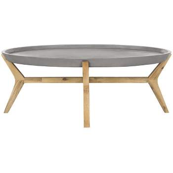 Hadwin Concrete Oval Indoor/Outdoor Coffee Table - Dark Grey - Safavieh.