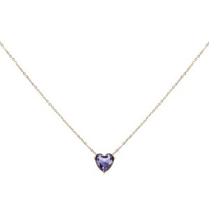 Unique Bargains Women's Birthstone Cubic Zirconia 18K Gold Plated Heart Necklace 17.7" - 1 of 4