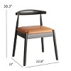 FONTOI Modern Accent Stools Set of 2, Armchair Upholstered Chair with Solid Wood Legs for Kitchen, Black&Brown, 16.9"*14.2"*33.8" - 3 of 4