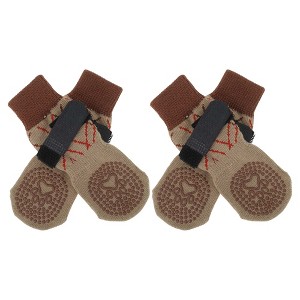 Unique Bargains Non-Slip Dog Socks with Adjustable Sticky Tapes for Hardwood Floors 4Pcs - 1 of 4
