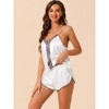 cheibear Women's Satin Sliky Sleeveless Cami Back Sleepwear with Shorts Lounge Pajamas Set - 2 of 4