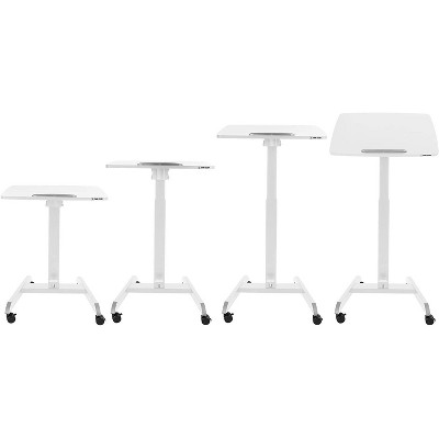 White Adjustable Mobile Podium with Pneumatic Height and Tilt