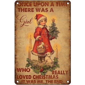 Lomsoe Retro Christmas Metal Sign Vintage Winter Wall Decor Funny Tin Sign Christmas Decor Christmas Gift 8x12Inch - 1 of 1