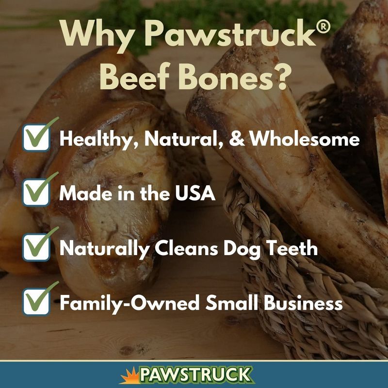 Pawstruck Meaty Dog Bones - Bulk Beef Dog Dental Treats & Chews, Made in USA, American Made, Shin Femur Meat Bone, 3 of 7