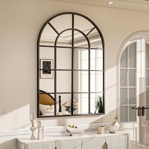 BEAUTYPEAK Arched Windowpane Mirror Bathroom Mirror Wall Mirror Mordern Mirror for Bedroom,Living room - 1 of 4
