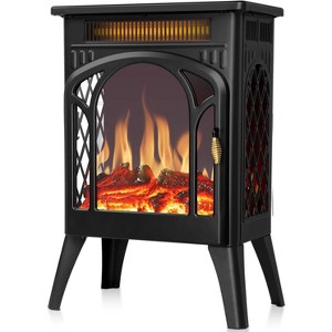ZAFRO 16" Freestanding Electric Fireplace Heater with Remote, Realistic Flame, Overheat Protection, Cathedral Design for Indoor Use, Black - 1 of 4