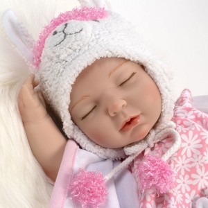 Paradise Galleries Reborn Baby Doll With Magnetic Mouth, Lullaby Llama, 18 inch Sleeping Baby in SoftTouch Vinyl, 7-Piece Doll Gift Set - 1 of 4