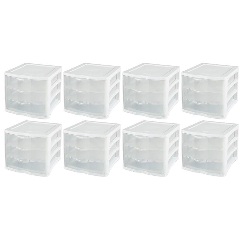 Sterilite ClearView Compact Stacking 3 Drawer Storage Organizer System for Crafting Supplies, Home Office, or Dorm Room, 1 of 7