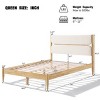 Luxury Solid Wood Bed Frame with Fleece-Upholstered Headboard, Modern Platform Bed Frame for Bedroom – The Pop Home - 4 of 4