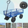 RISOKEYS Heavy Duty 660 Lbs Capacity Mesh Steel Garden Cart,4 Solid Tires with Removable Sides -Tool Cart for Gardening,Farming,Blue - 4 of 4