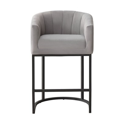Hyleory Luxury Velvet Bar Stool - Plush Fixed Design with Sleek Curved Metal Legs