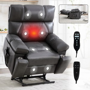 Dual Motor Infinite Position Large Power Lift Recliner Chair with Heat, 8-Point Massage, Hidden Cup Holders, and Medium-Firm Heavy-Duty Design - 1 of 4