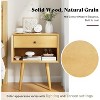 AMERLIFE Solid Wood End Table Set of 2 with Drawer & Open Cubby, Mid-Century Modern Nightstands for Bedroom & Living Room, Fully Assembled - 3 of 4