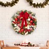 COZONY 24 Inch Pre-Lit Christmas Wreath with Red Bow & Berries, Battery Lighted Xmas Wreath Decor - 3 of 4