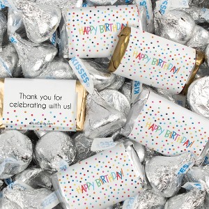 Birthday Candy Party Favors Hershey's Miniatures and Kisses - Colorful Dots - 1 of 1