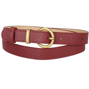 INSPIRE CHIC Women PU Leather Belts Bronze Metal Pin Buckle Thin Waist Belts for Jeans Dress - 1 of 4