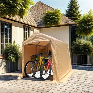 7x8 ft Outdoor Portable Gazebo Storage Shelter Shed with 2 Roll up Zipper Doors & Vents Carport for Motorcycle Waterproof and UV Resistant Anti-Snow - 1 of 4