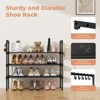 Aoibox 3-Tier Metal Shoe Rack with Hooks, Stackable Shoe Organizer for Closet, Entryway, Dorm, Free Standing Storage Shelf - 4 of 4