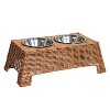 THE LICKER STORE Serenity 6.9" Small/Medium Elevated Wicker Pet Feeder w/ 18oz (2.2 Cups) 2-Stainless Steel Bowls - 4 of 4
