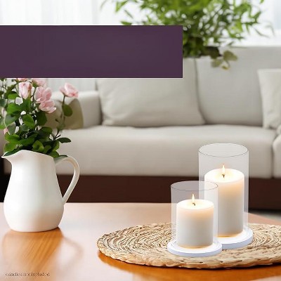White Glass Hurricane Candle Holders with Wooden Base, Set of 2