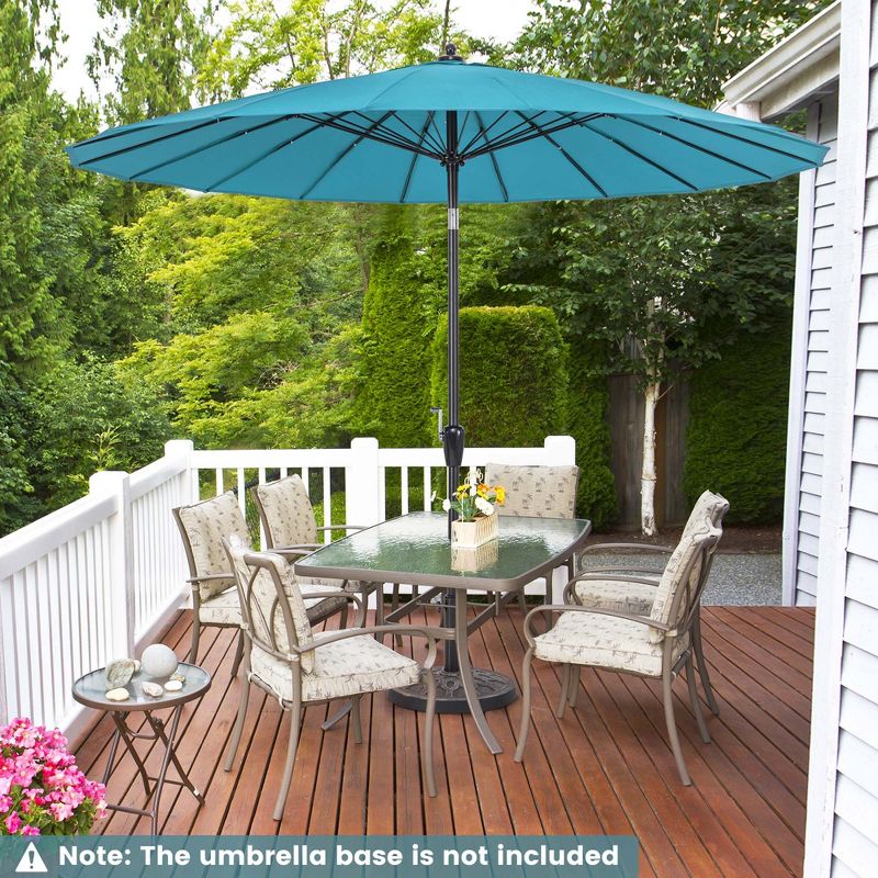Costway 9 FT Patio Round Market Umbrella with Push Button Tilt, Crank Handle, Vented Top Tan/Navy/Wine/Turquoise, 5 of 11