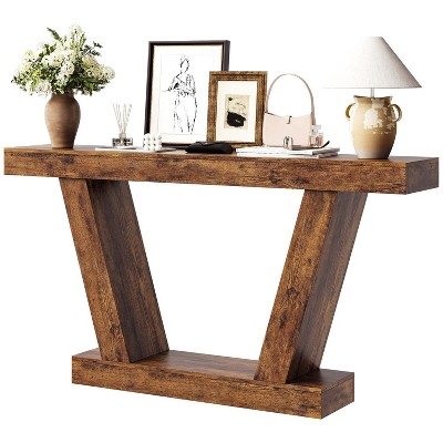 Console Sofa Table, 2-Tier Farmhouse Narrow Behind Couch Sofa