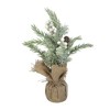 Whisen Set of 2, 13.4" Christmas PVC Tree On Wood Base with Snow - 3 of 4