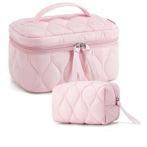 Generic Travel Makeup Bag 2-Piece Puffy Quilted  Make Up Bag Cosmetic Bags for Women - 1 of 4