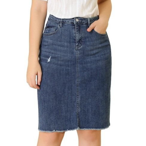 Ladies distressed denim skirt sale