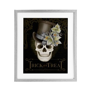 Stupell Industries Trick Or Treat Skeleton Skull Framed Print Under Glass - 1 of 4