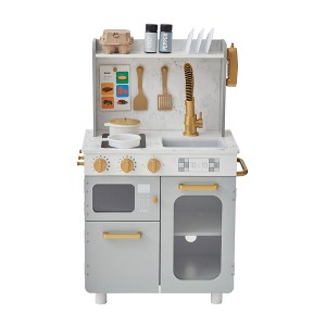 Teamson Kids Little Chef Memphis Play Kitchen with 16 Accessories, Gray/Gold - 1 of 4