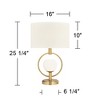 360 Lighting Galena 25" High Ring Modern Luxe Table Lamp USB Port Night Light Gold Finish Metal Single White Shade Living Room Charging Bedroom - 4 of 4