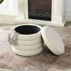 CAVINAS Round Storage Ottoman Bench,Upholstered Ottoman with Removable Lid for Living Room,Bedroom,Black/White/Green - 2 of 4