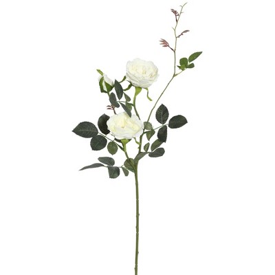 Artificial (Pk/3) Rose Spray  (31") White - Vickerman