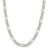 Black Bow Jewelry Men's 9.5mm Sterling Silver Pave Flat Figaro Chain Necklace - 3 of 4