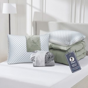 Nestl Comforter Set, 9 Piece Pinch Pleated Bedding Set, Bed in a Bag, All season Bed Set with Cooling Pillows - 1 of 4