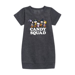 - Peanuts - Candy Squad Graphic Short Sleeve Fleece Dress - 1 of 4