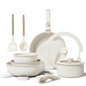 Itopfox Ceramic Nonstick Cookware Set, Healthy Non Toxic 17-Piece Pots and Pans with Removable Handles, Induction Safe, Dishwasher & Oven Safe, PFAS - 1 of 4