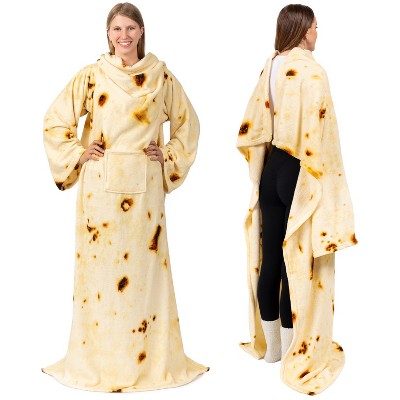 PAVILIA Fleece Wearable Blanket with Sleeves, Warm Cozy Soft Functional Lightweight Sleeved Throw Adults Men Women