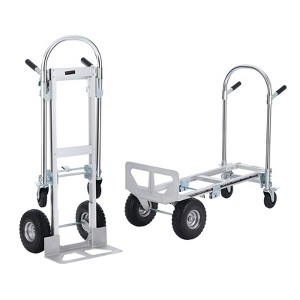 VEVOR Aluminum Folding Hand Truck, 2 in 1 Design 1000 lbs Capacity, Heavy Duty Industrial Collapsible cart, Dolly Cart with Rubber Wheels - 1 of 4