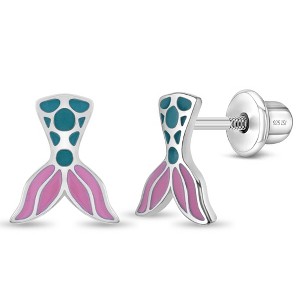 Girls' Mermaid Tail Screw Back Sterling Silver Earrings - In Season Jewelry - 1 of 1