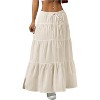 Women's Boho Maxi Skirt - Flowy Flared Ruffle Design for Summer & Going Out Outfits Light Beige - 4 of 4