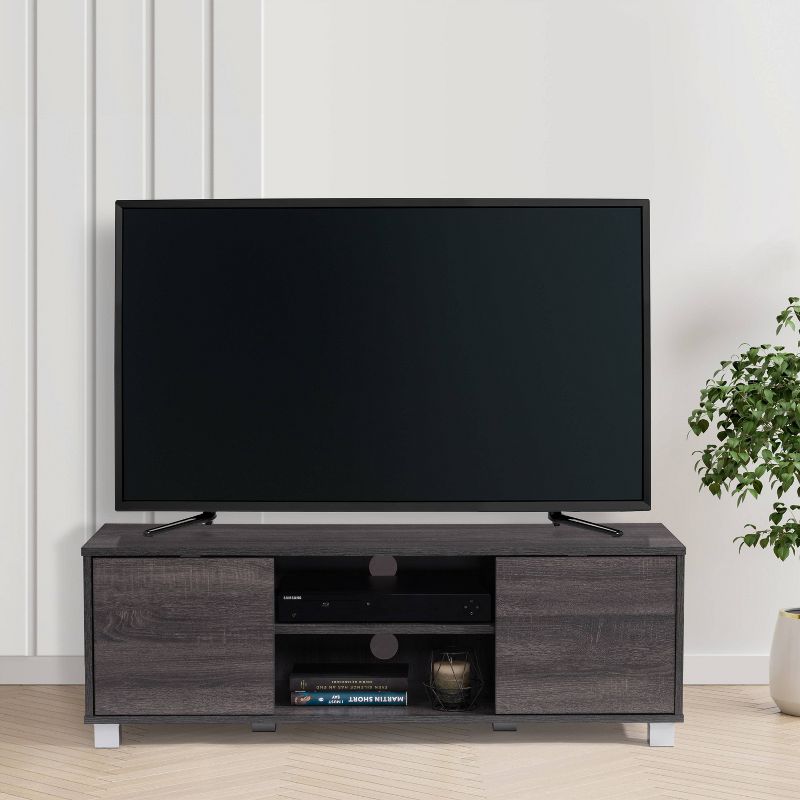 Hollywood Wood Grain TV Stand for TVs up to 55&#34; with Doors Dark Gray - CorLiving, 2 of 12