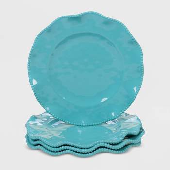 11" 4pk Melamine Perlette Dinner Plates Teal - Certified International