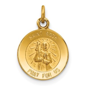 Black Bow Jewelry 14k Yellow Gold Solid St. Roch Medal Charm or Pendant - 1 of 4