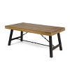 Outdoor Acacia Wood Coffee Table, Teak Finish / Rustic Metal Brown and Black, 27.25"D x 45.75"W x 18"H - 3 of 4