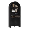 MOEPISY 71inches Tall Farmhouse Bookshelf with Arched Top and Storage Cabinet, Black - 4 of 4