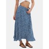 EXLURA Womens Floral Print High Waisted Wrap Long Maxi Skirts Ruffle Hem Self Tie Knot Summer Chiffon Midi Skirts 2025 - 3 of 4
