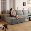135" Cloud Sectional Couch with L-Shape Chaise,Modern Modular Sofa with Deep Seat, Upholstered Couches,Camel(Plush Corduroy Fabric) - 3 of 4