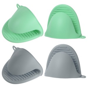 Unique Bargains Heat Resistant Kitchen Utensil Sets Silicone Oven Mitts 4 Pcs - 1 of 4